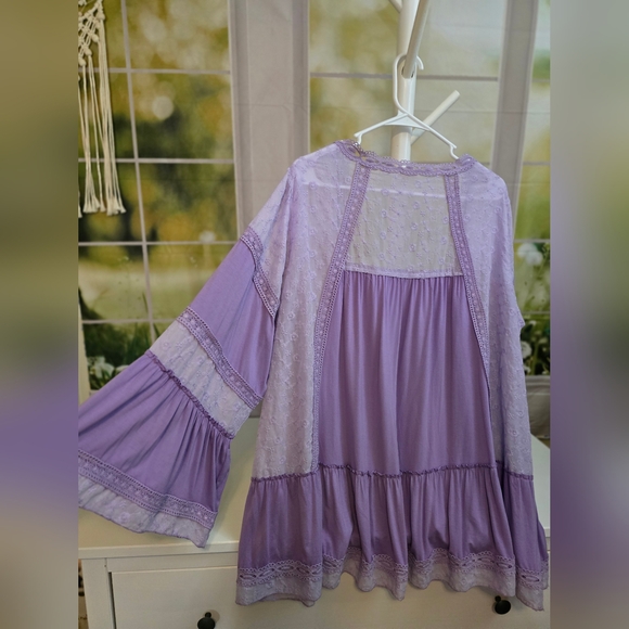 POL Pure Purple Boho Lace & Embroidered Kimono Cardigan Size S NWOT Oversized - Picture 6 of 9